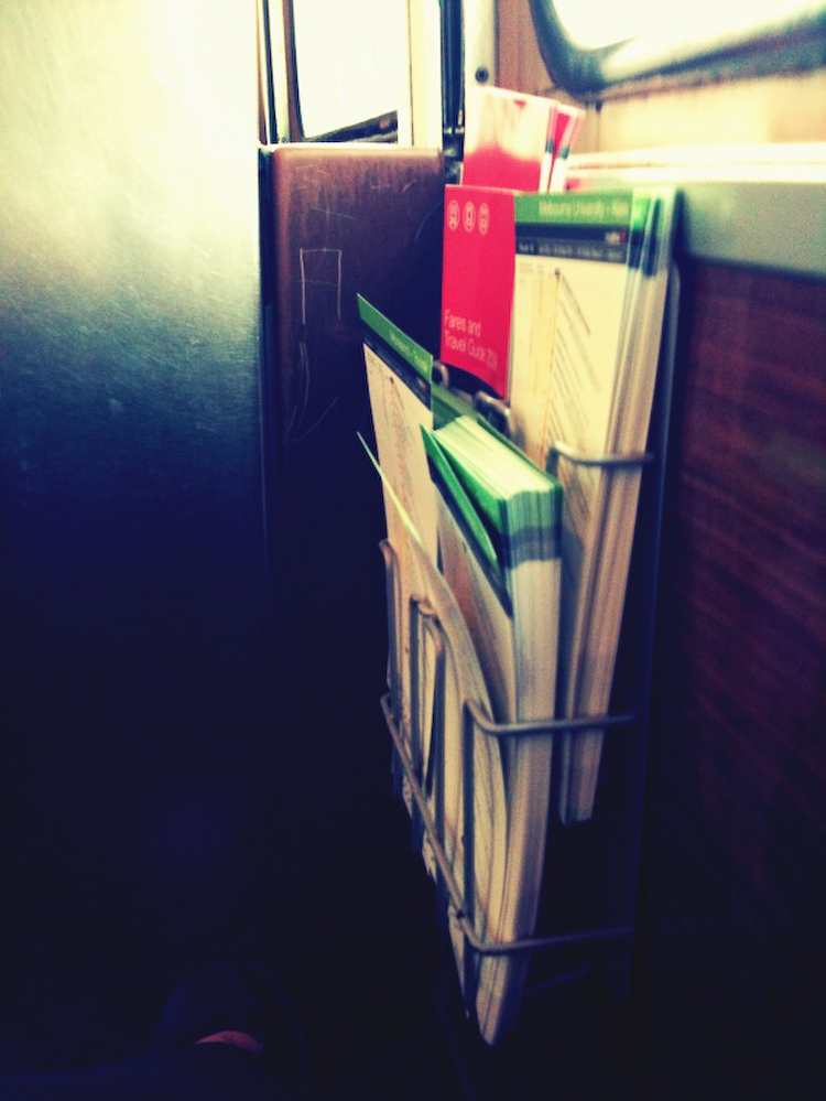 Brochures on the tram